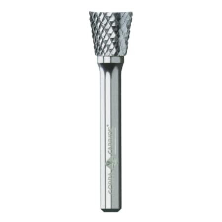 Cobra Carbide Carbide Burr, Double Cut Shape N Included Angle 10 Degree, SN-41, 3/32 11439